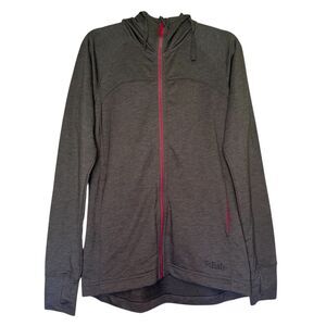 RAB women's size small S Top-Out athletic running thumb holes gray zip hoodie